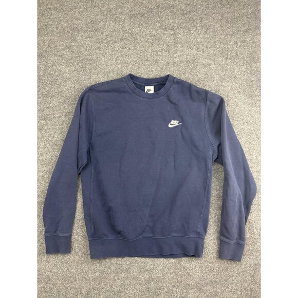 Nike Sweatshirt Mens Small Blue Crewneck Fleece Swoosh Pullover Embroidered - Picture 1 of 7
